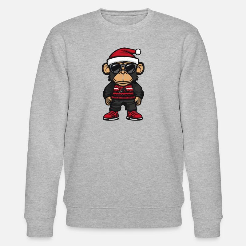 Singe Noël Cool Noël - Sweat bio CHANGER Stanley/Stella Unisexe - gris chiné