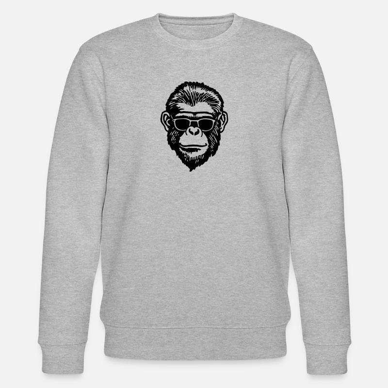 Singe Singe Visage de Singe - Sweat bio CHANGER Stanley/Stella Unisexe - gris chiné
