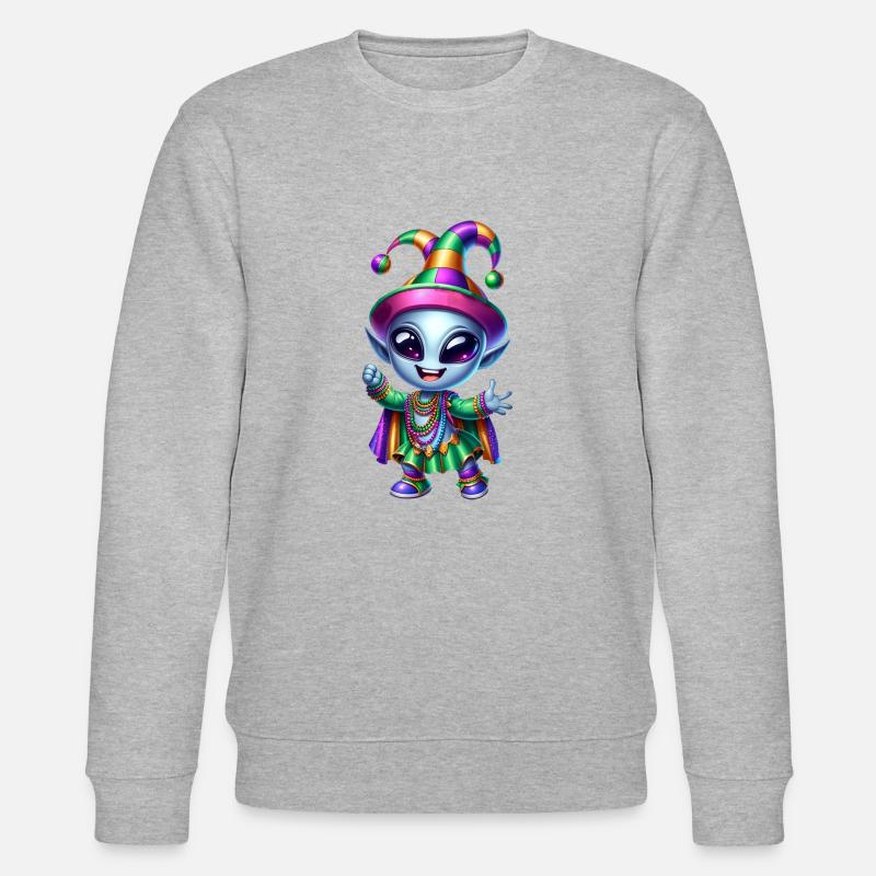 Mardi Gras Alien Fröhlich Karneval - Stanley/Stella Unisex Bio-Sweatshirt CHANGER  - Grau meliert