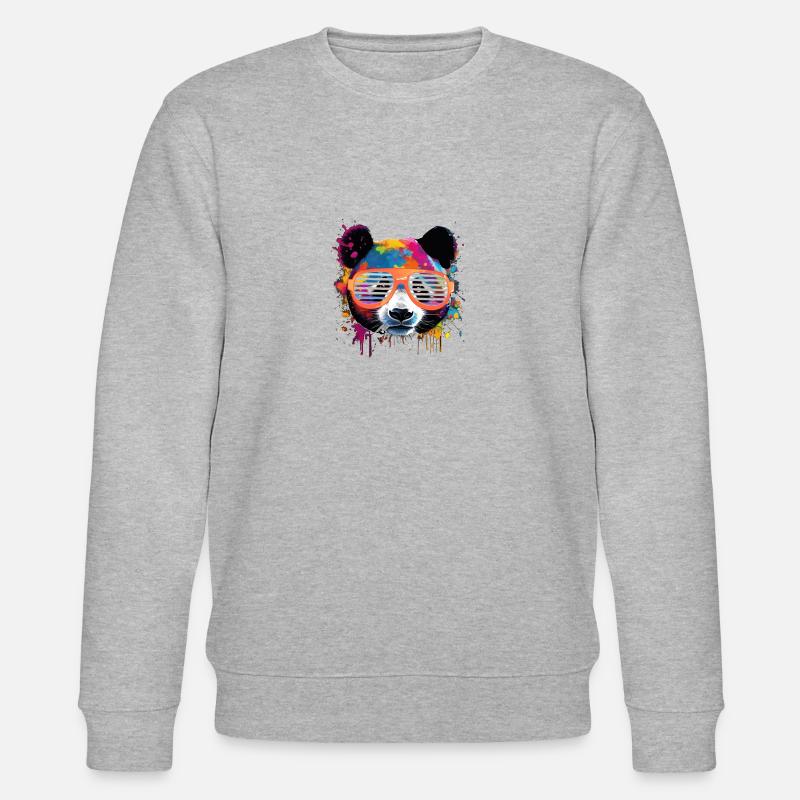 Panda,pandabär,bär, Graffiti,bunt - Stanley/Stella Unisex Bio-Sweatshirt CHANGER  - Grau meliert