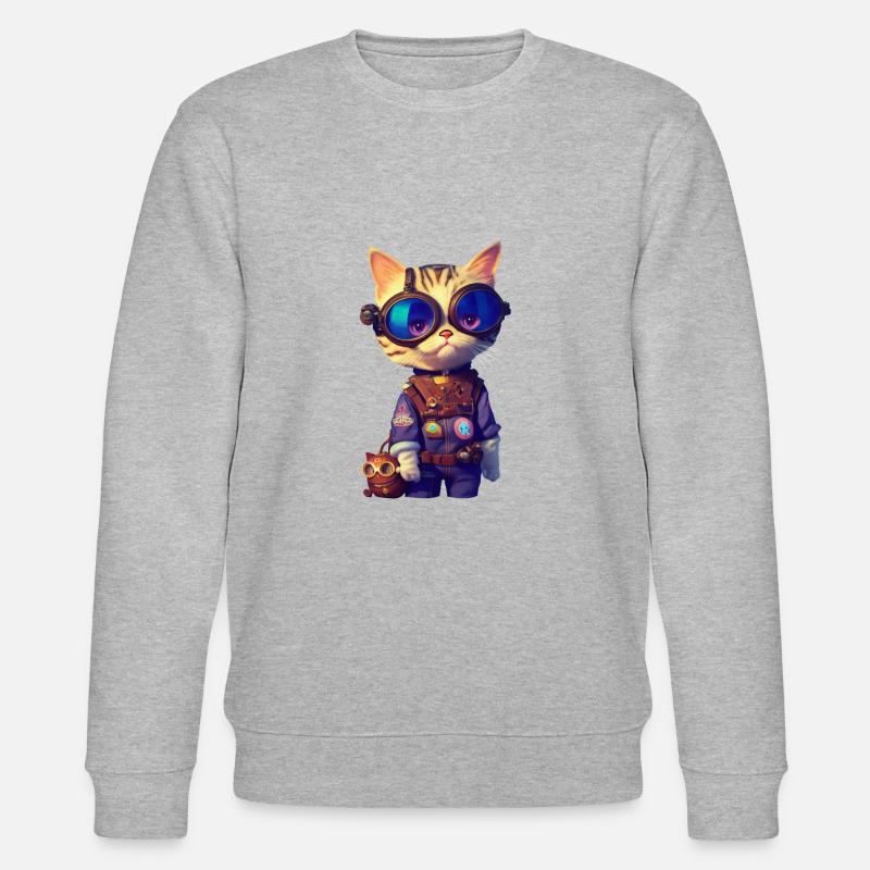Aviator Katze - Stanley/Stella Unisex Bio-Sweatshirt CHANGER  - Grau meliert