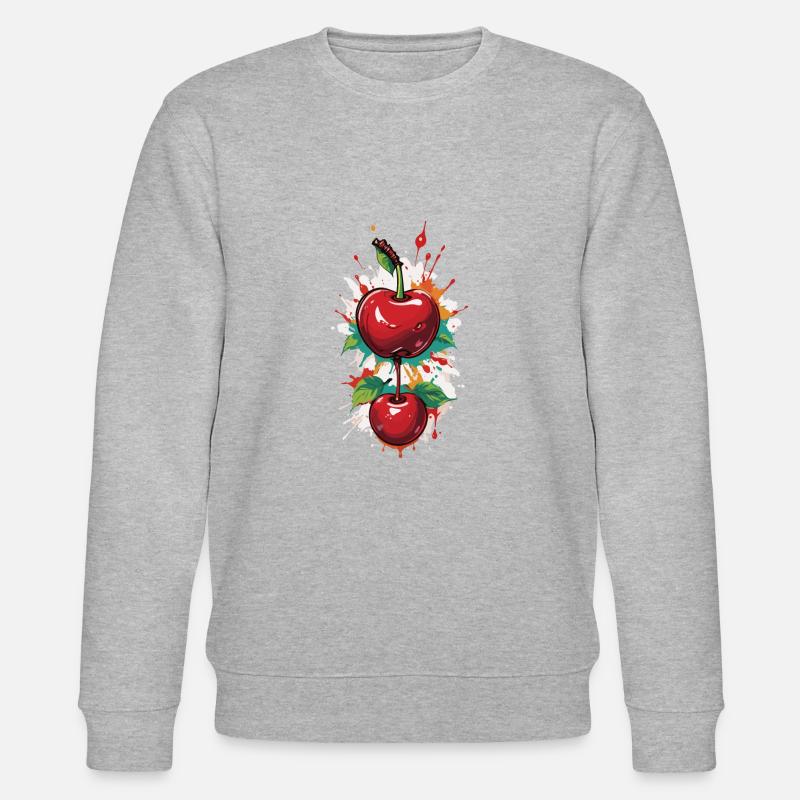 Red Cherry Cherries Cherries Cherry - Stanley/Stella CHANGER Unisex Organic Sweatshirt - heather grey
