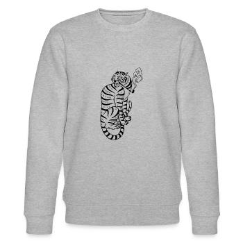 chinesischer Tiger Illustration - Stanley/Stella Unisex Bio-Sweatshirt CHANGER  - Grau meliert - Vorne - Nik (191cm) & Marisol (170cm)
