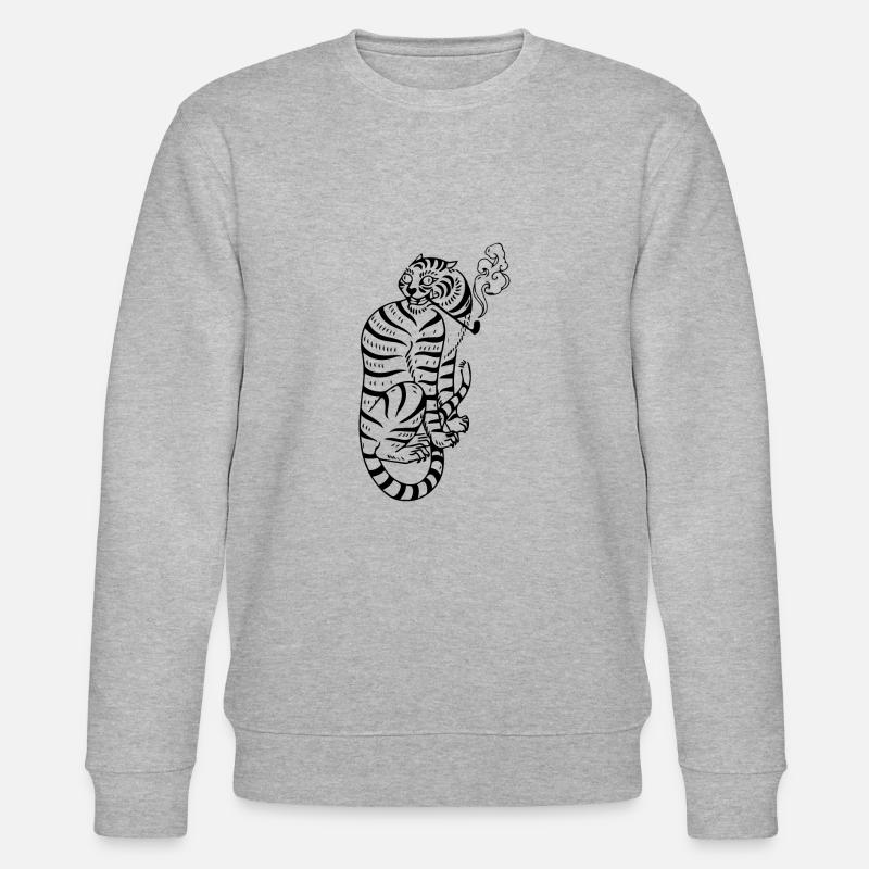 chinesischer Tiger Illustration - Stanley/Stella Unisex Bio-Sweatshirt CHANGER  - Grau meliert