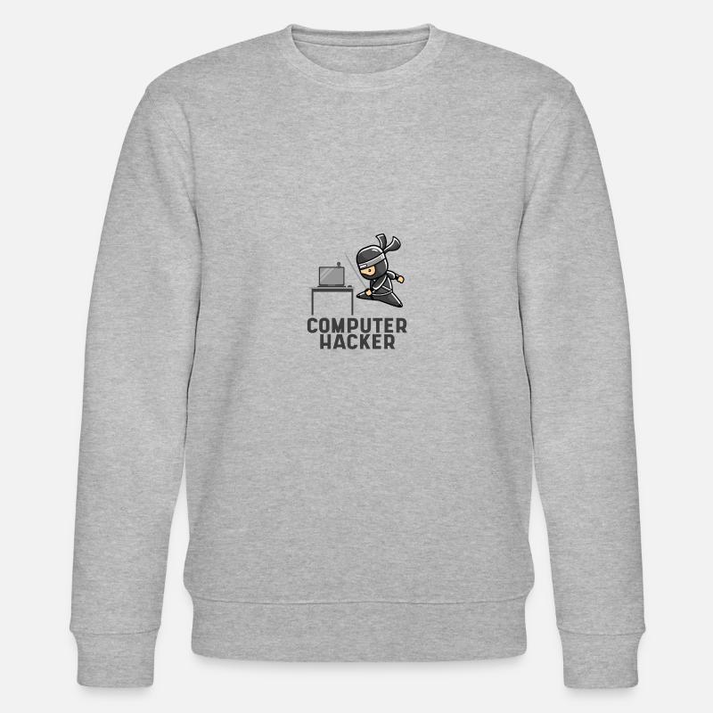 Computerhacker Ninja Laptop geschenk Programmierer - Stanley/Stella Unisex Bio-Sweatshirt CHANGER  - Grau meliert