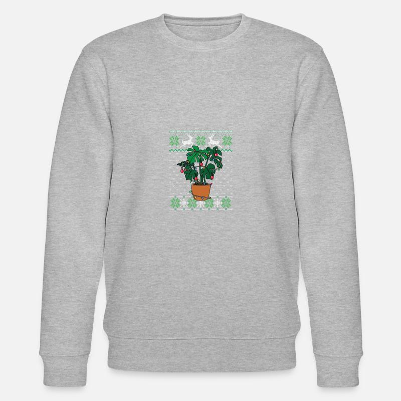 Plantes Monstera Ugly Christmas Style - Sweat bio CHANGER Stanley/Stella Unisexe - gris chiné
