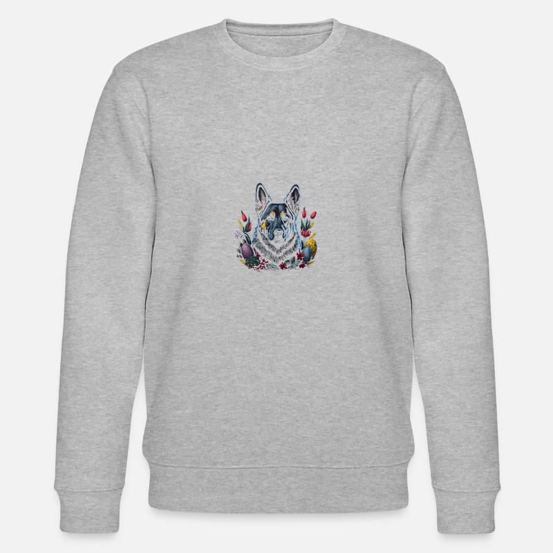 Easter Spring German Shepherd Dog - Stanley/Stella CHANGER Unisex Organic Sweatshirt - heather grey
