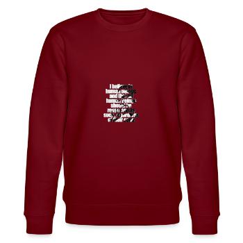 Anti Racism Phrases - Stanley/Stella CHANGER Unisex Organic Sweatshirt - burgundy - Front - Nik (191cm) & Marisol (170cm)
