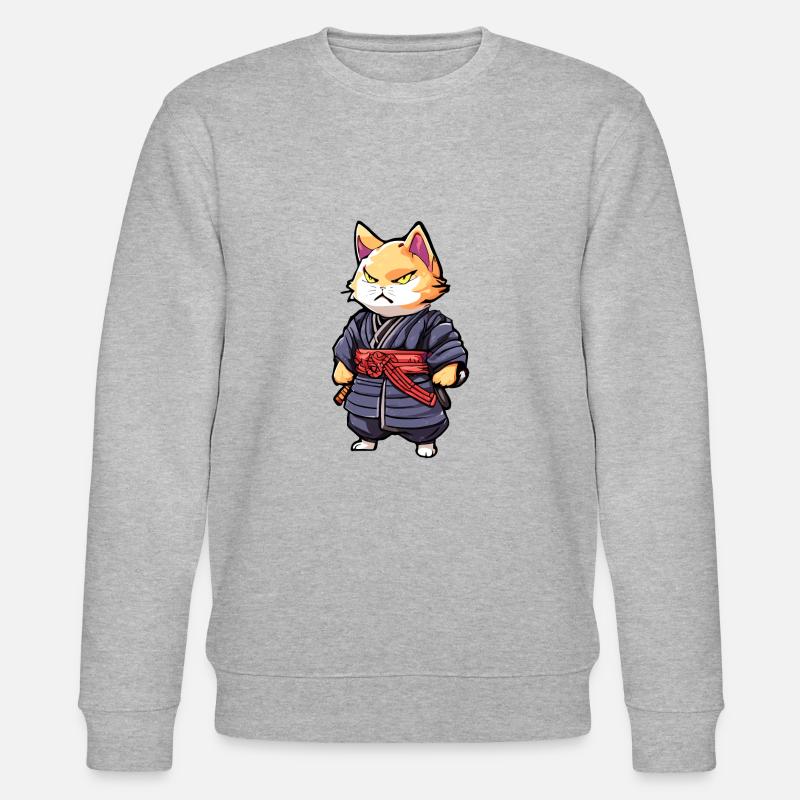 Samurai-Katze #6 - Stanley/Stella Unisex Bio-Sweatshirt CHANGER  - Grau meliert