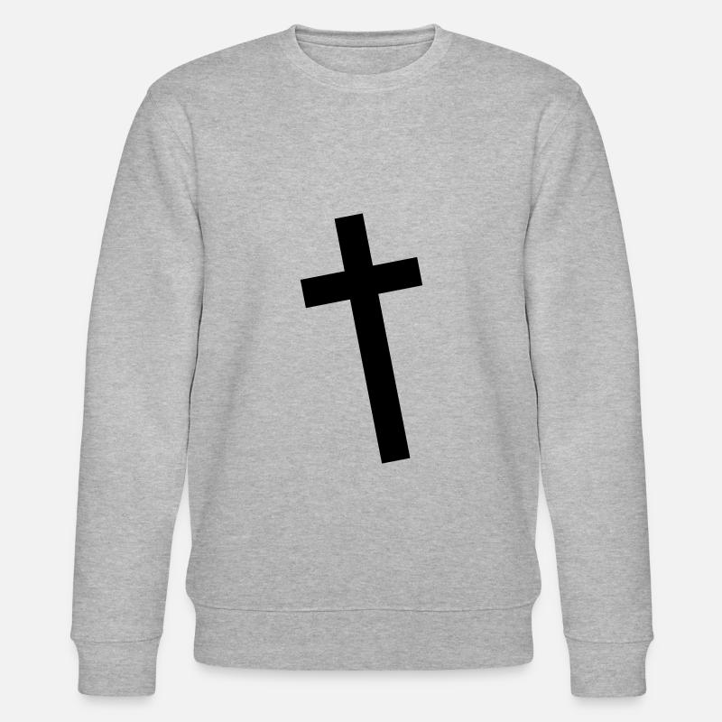 Crucifix diagonale croix rétro - Sweat bio CHANGER Stanley/Stella Unisexe - gris chiné
