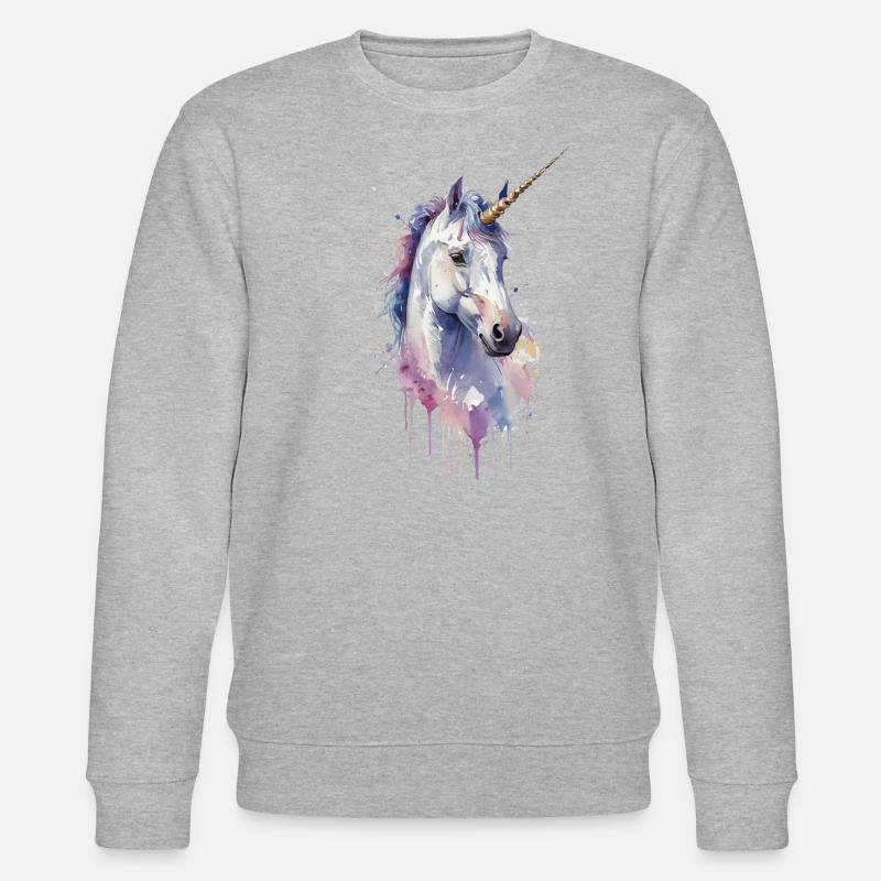 Ätherisches Einhorn - Aquarell - Stanley/Stella Unisex Bio-Sweatshirt CHANGER  - Grau meliert