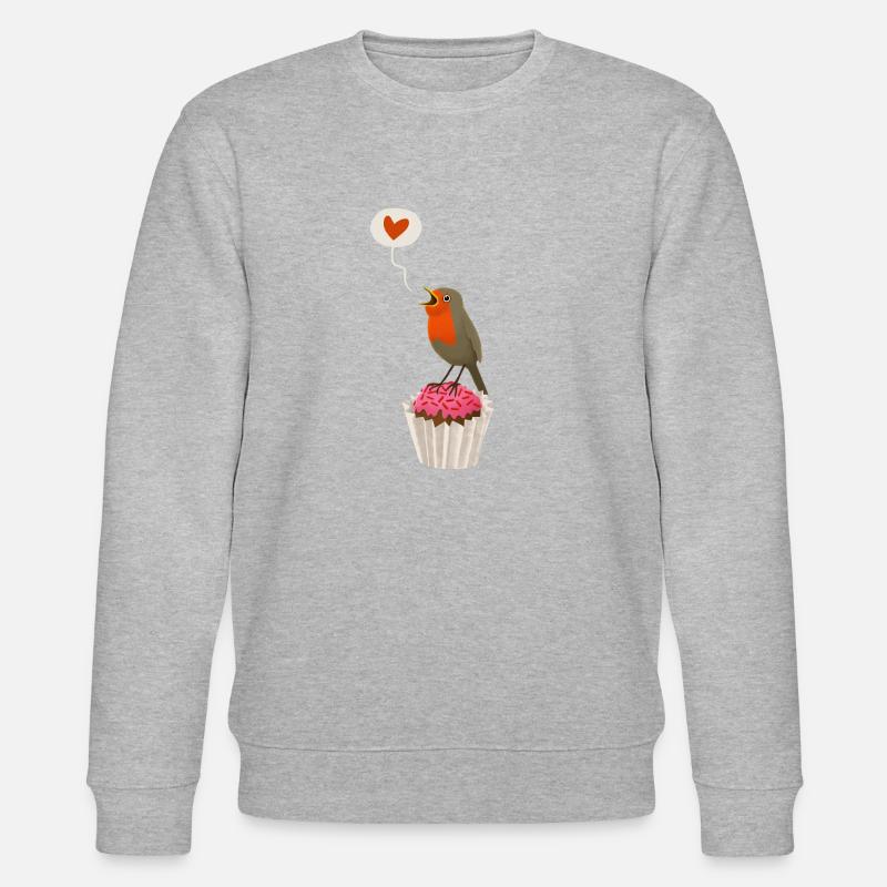 Rotkehlchen wünscht alles Liebe! - Stanley/Stella Unisex Bio-Sweatshirt CHANGER  - Grau meliert