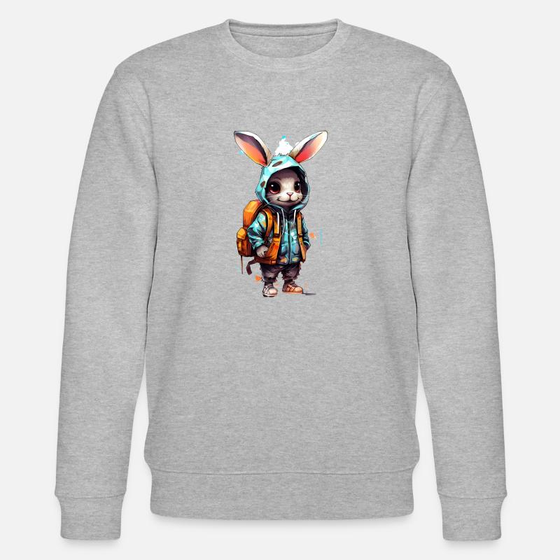 Cute Rabbit Cartoon - Stanley/Stella Unisex Bio-Sweatshirt CHANGER - Grau meliert