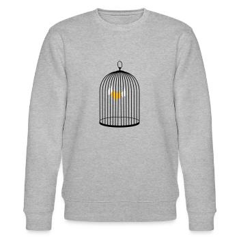 coeur volant avec des ailes prises en cage - Sweat bio CHANGER Stanley/Stella Unisexe - gris chiné - Devant - Nik (191cm) & Marisol (170cm)