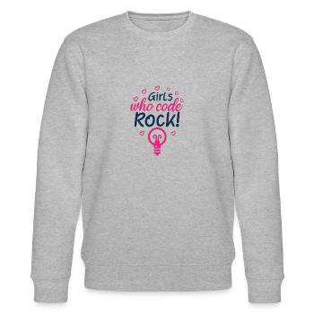 filles qui codent rock 01 - Sweat bio CHANGER Stanley/Stella Unisexe - gris chiné - Devant - Nik (191cm) & Marisol (170cm)