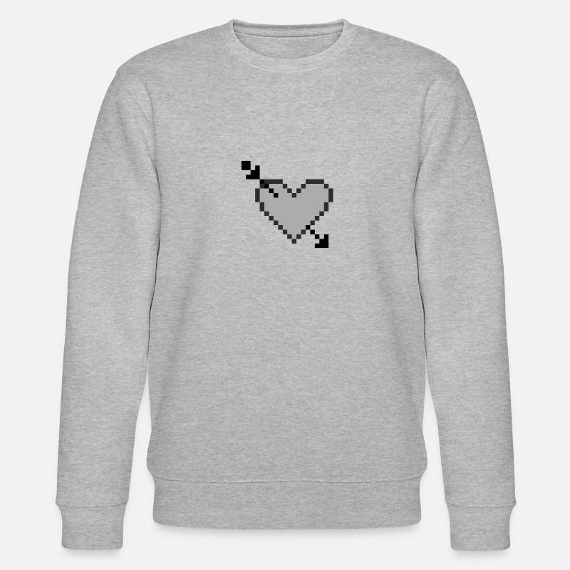 Pfeil durch Herz - S/W - Pixelart - Stanley/Stella Unisex Bio-Sweatshirt CHANGER  - Grau meliert