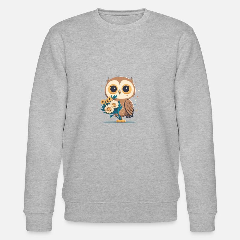 Süße Eule im Blumenwald 3 - Stanley/Stella Unisex Bio-Sweatshirt CHANGER - Grau meliert