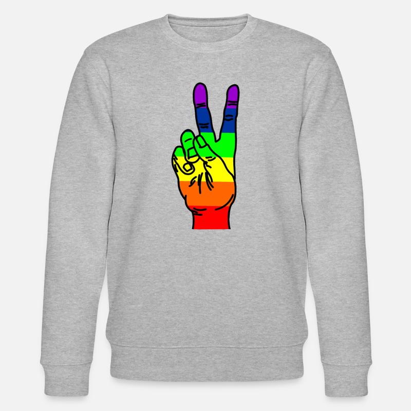 Regenbogen-Handfrieden - Stanley/Stella Unisex Bio-Sweatshirt CHANGER  - Grau meliert