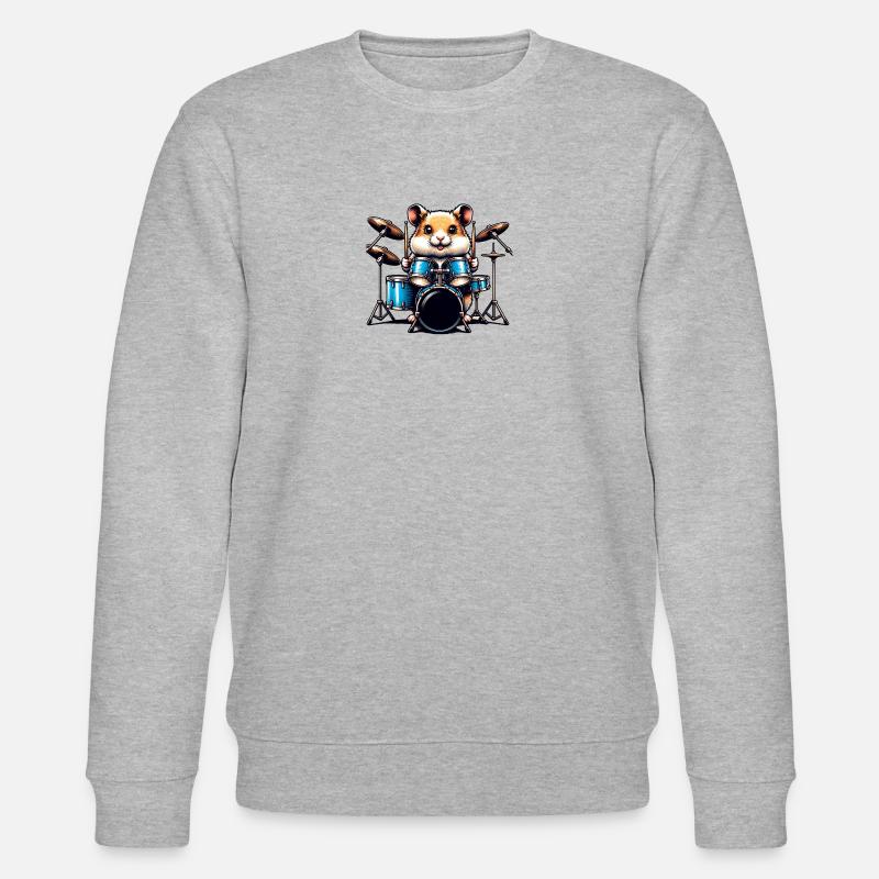 Hamster Drummer Rockt Mit Drumsticks - Stanley/Stella Unisex Bio-Sweatshirt CHANGER  - Grau meliert