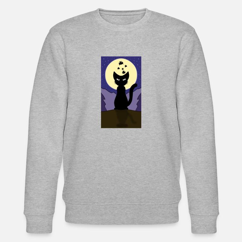 Mondschein-Halloween-Katze - Stanley/Stella Unisex Bio-Sweatshirt CHANGER  - Grau meliert