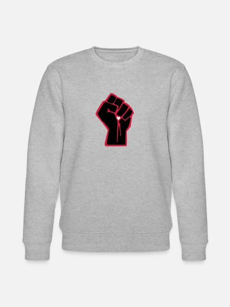 Fist with heart - Stanley/Stella CHANGER Unisex Organic Sweatshirt - heather grey