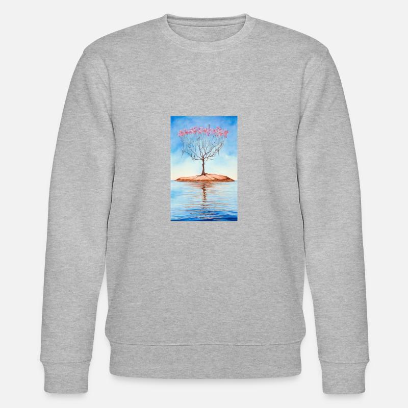 Baum mit rosa Blüten - Stanley/Stella Unisex Bio-Sweatshirt CHANGER  - Grau meliert