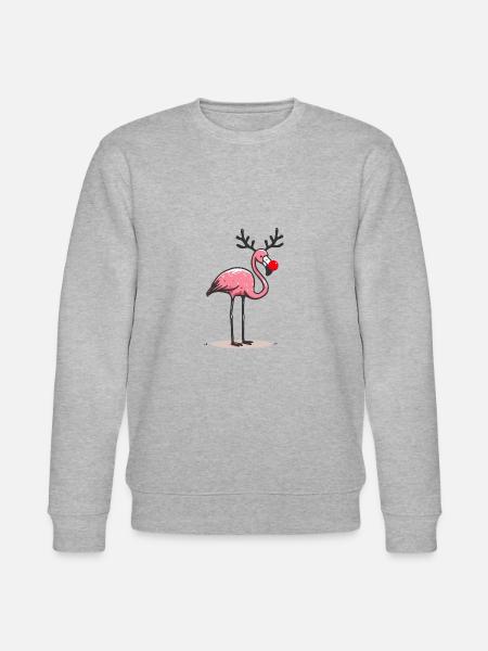 Christmas Flamingo - Stanley/Stella CHANGER Unisex Organic Sweatshirt - heather grey