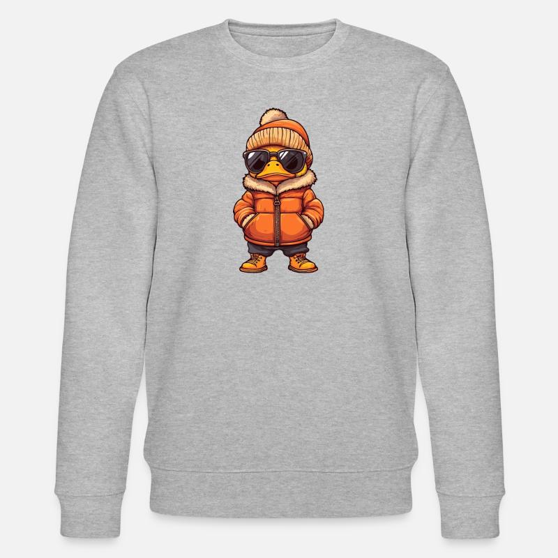 Duck Winter Comic - Stanley/Stella CHANGER Unisex Organic Sweatshirt - heather grey