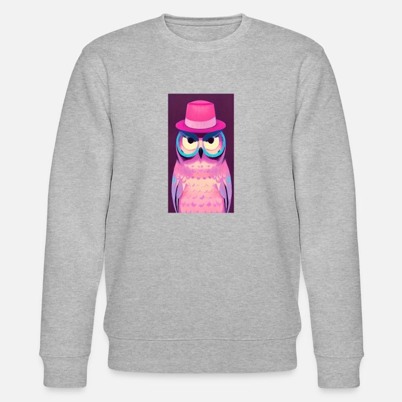 Eule mit Hut - Stanley/Stella Unisex Bio-Sweatshirt CHANGER  - Grau meliert