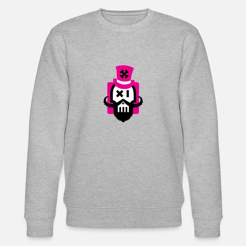 Crâne barbu magenta - Sweat bio CHANGER Stanley/Stella Unisexe - gris chiné