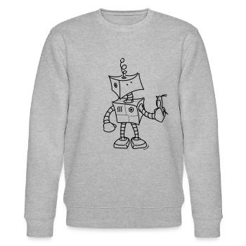 Netter Roboter & Vogel - Stanley/Stella Unisex Bio-Sweatshirt CHANGER  - Grau meliert - Vorne - Nik (191cm) & Marisol (170cm)