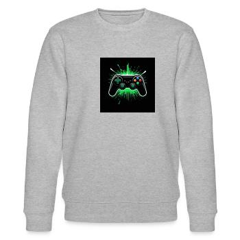 Controller Gaming Zocken Spielen Geschenk Gamer - Stanley/Stella Unisex Bio-Sweatshirt CHANGER  - Grau meliert - Vorne - Nik (191cm) & Marisol (170cm)