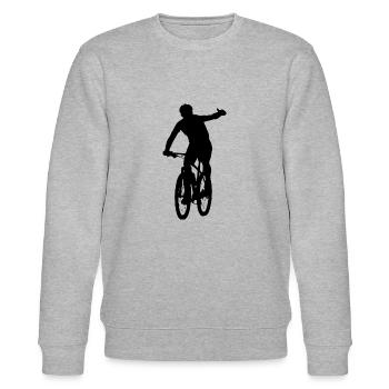 Radfahrer Silhouette MTB Fahrrad - Stanley/Stella Unisex Bio-Sweatshirt CHANGER  - Grau meliert - Vorne - Nik (191cm) & Marisol (170cm)