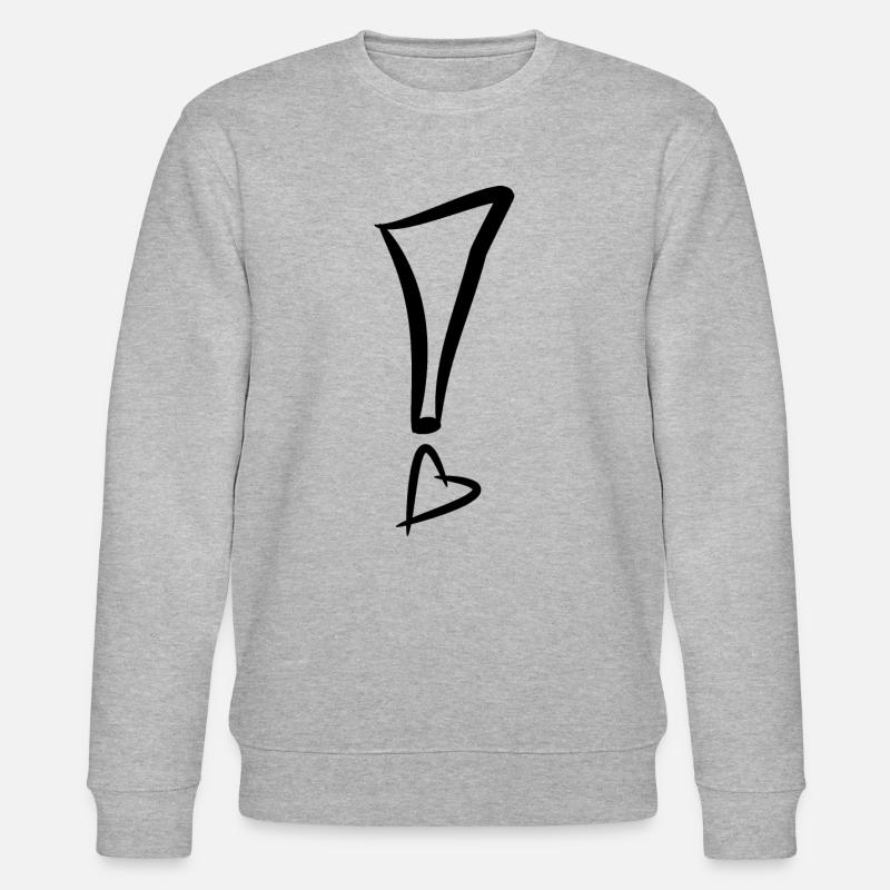 Ausrufezeichen mit Herz Schwarz - Stanley/Stella Unisex Bio-Sweatshirt CHANGER  - Grau meliert
