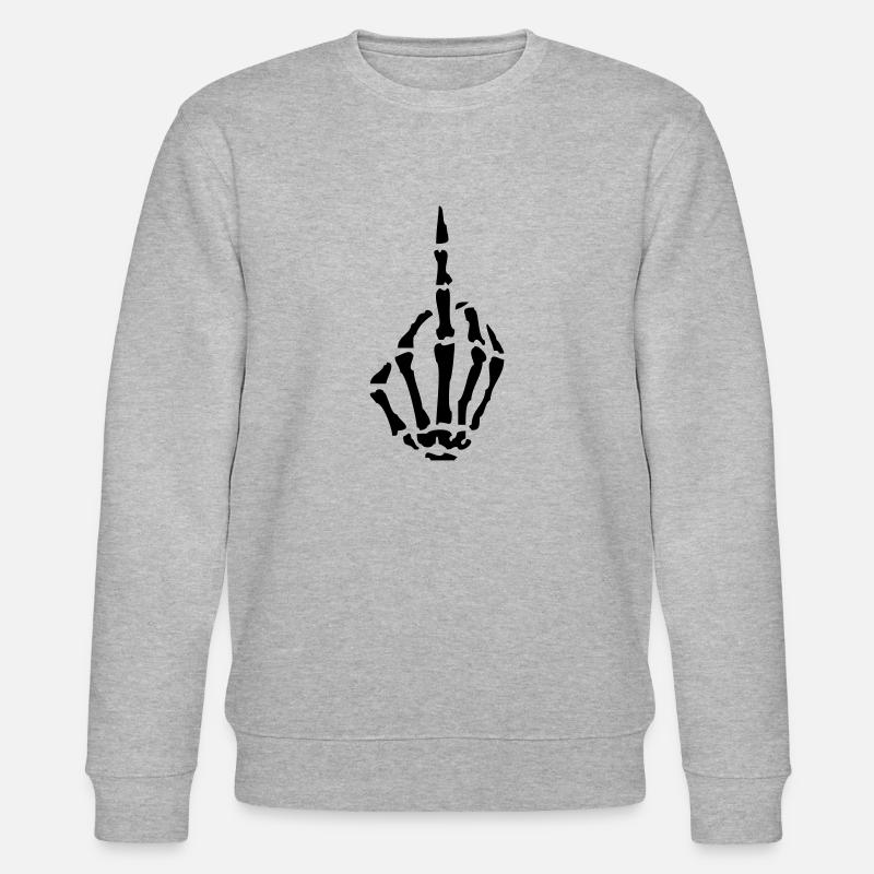 skelett_mittelfinger01 - Stanley/Stella Unisex Bio-Sweatshirt CHANGER  - Grau meliert