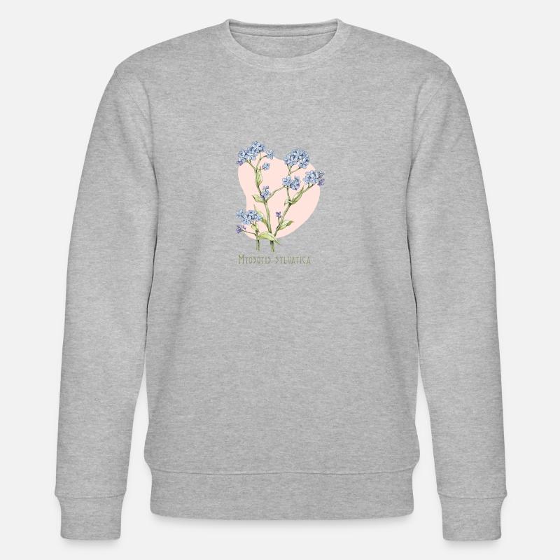 Forget-me-not botanical drawing - Stanley/Stella CHANGER Unisex Organic Sweatshirt - heather grey