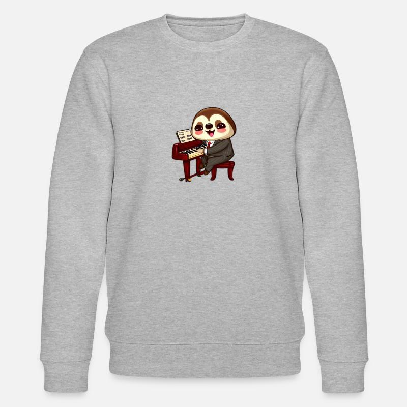 Faultier am Klavier - Stanley/Stella Unisex Bio-Sweatshirt CHANGER  - Grau meliert