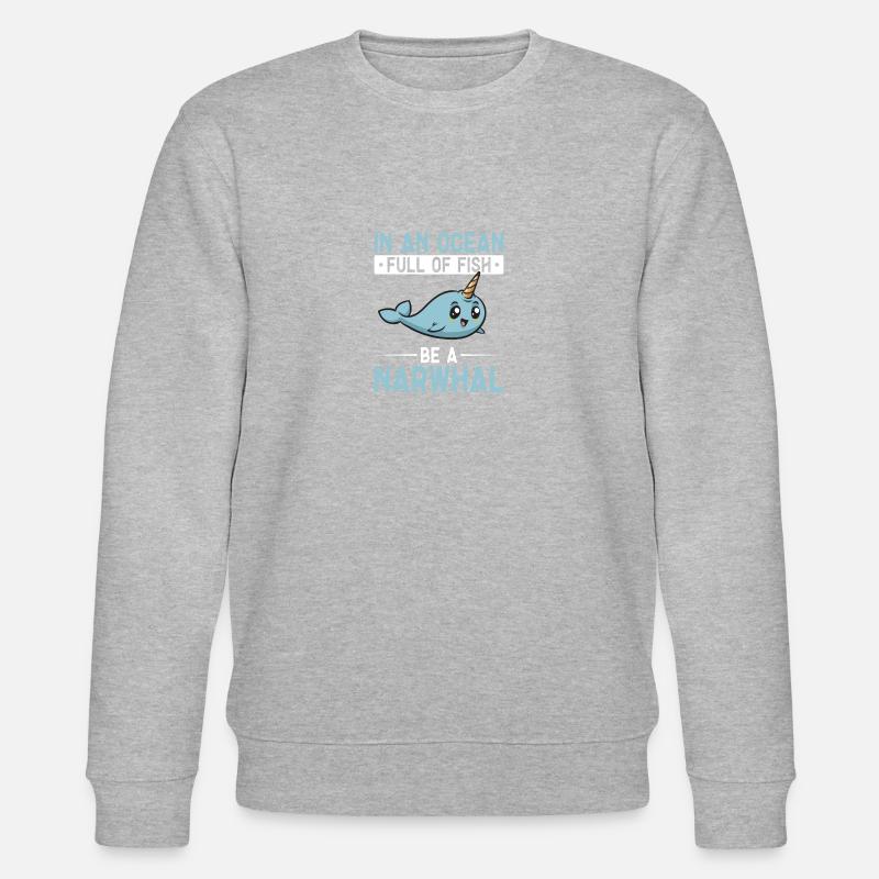 Narwal Einhornwal - Stanley/Stella Unisex Bio-Sweatshirt CHANGER  - Grau meliert