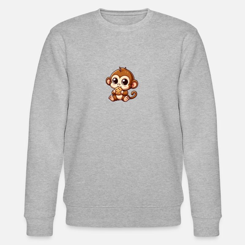 Monkey chimpanzee snacks on cookies - Stanley/Stella CHANGER Unisex Organic Sweatshirt - heather grey