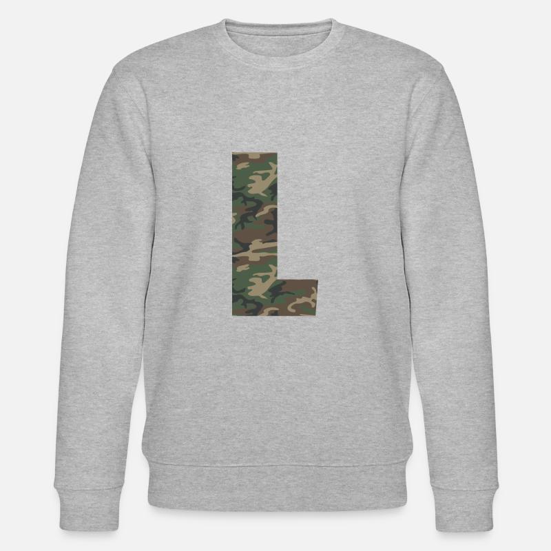 Robuster Buchstabe L im Tarnmuster! - Stanley/Stella Unisex Bio-Sweatshirt CHANGER - Grau meliert