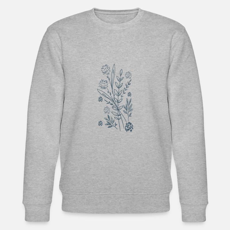 Blaues Blumendesign - Stanley/Stella Unisex Bio-Sweatshirt CHANGER  - Grau meliert