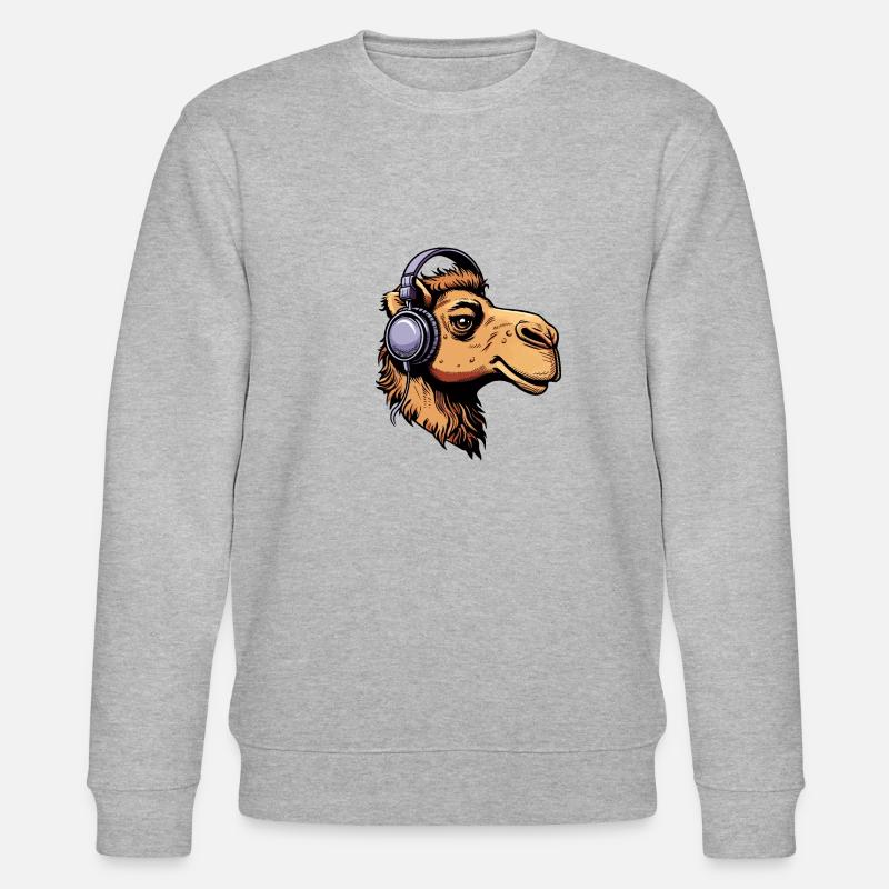 Kamel mit Kopfhörern - Stanley/Stella Unisex Bio-Sweatshirt CHANGER  - Grau meliert