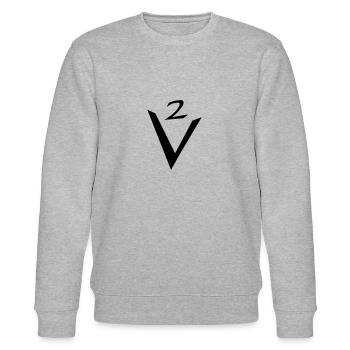 V2 Schriftzug - Stanley/Stella Unisex Bio-Sweatshirt CHANGER  - Grau meliert - Vorne - Nik (191cm) & Marisol (170cm)