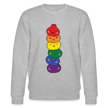 Dumpling Turm Regenbogen LGTBQ Pride Dim Sum - Stanley/Stella Unisex Bio-Sweatshirt CHANGER  - Grau meliert - Vorne - Nik (191cm) & Marisol (170cm)