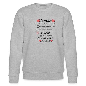 Danke an beste Architekt Abschiedsgeschenk - Stanley/Stella Unisex Bio-Sweatshirt CHANGER  - Grau meliert - Vorne - Nik (191cm) & Marisol (170cm)