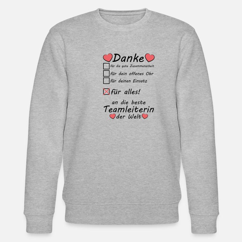 Teamleiterin Teamleitung Abschiedsgeschenk Danke - Stanley/Stella Unisex Bio-Sweatshirt CHANGER  - Grau meliert