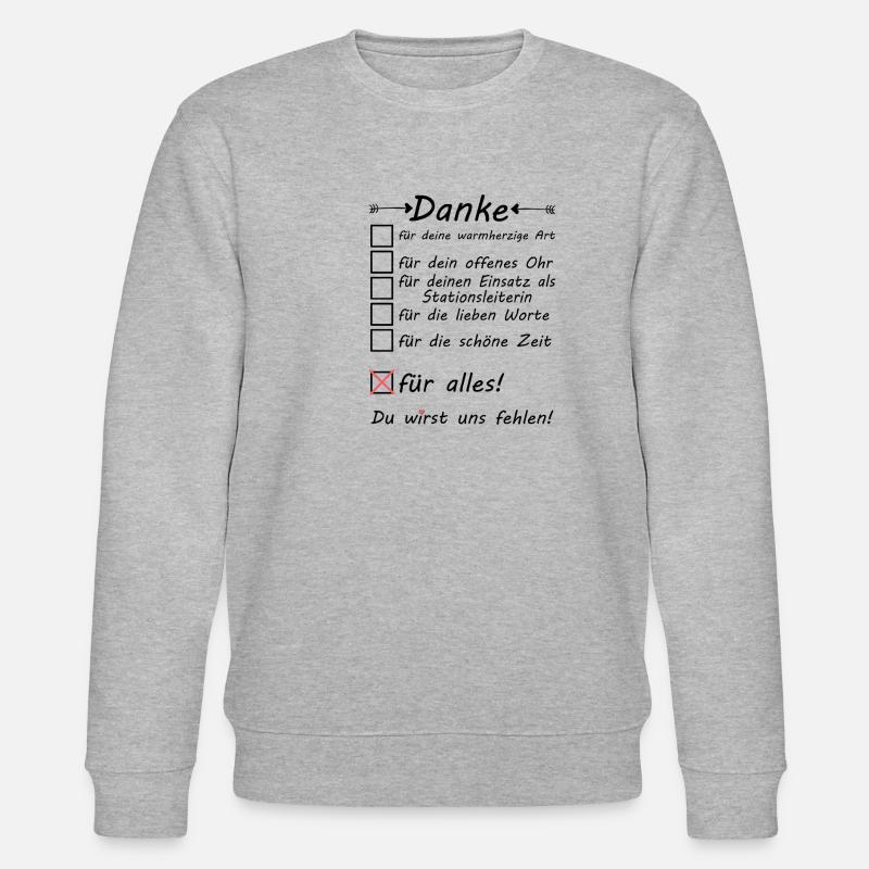 Abschiedsgeschenk abschied Stationsleitung - Stanley/Stella Unisex Bio-Sweatshirt CHANGER  - Grau meliert