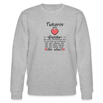 Tutorin Danke für alles zum Abschied - Stanley/Stella Unisex Bio-Sweatshirt CHANGER  - Grau meliert - Vorne - Nik (191cm) & Marisol (170cm)