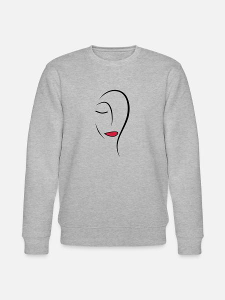 Line Art Face - Stanley/Stella CHANGER Unisex Organic Sweatshirt - heather grey