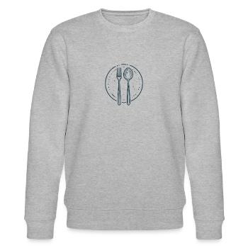 "Eat" - Stanley/Stella Unisex Bio-Sweatshirt CHANGER  - Grau meliert - Vorne - Nik (191cm) & Marisol (170cm)